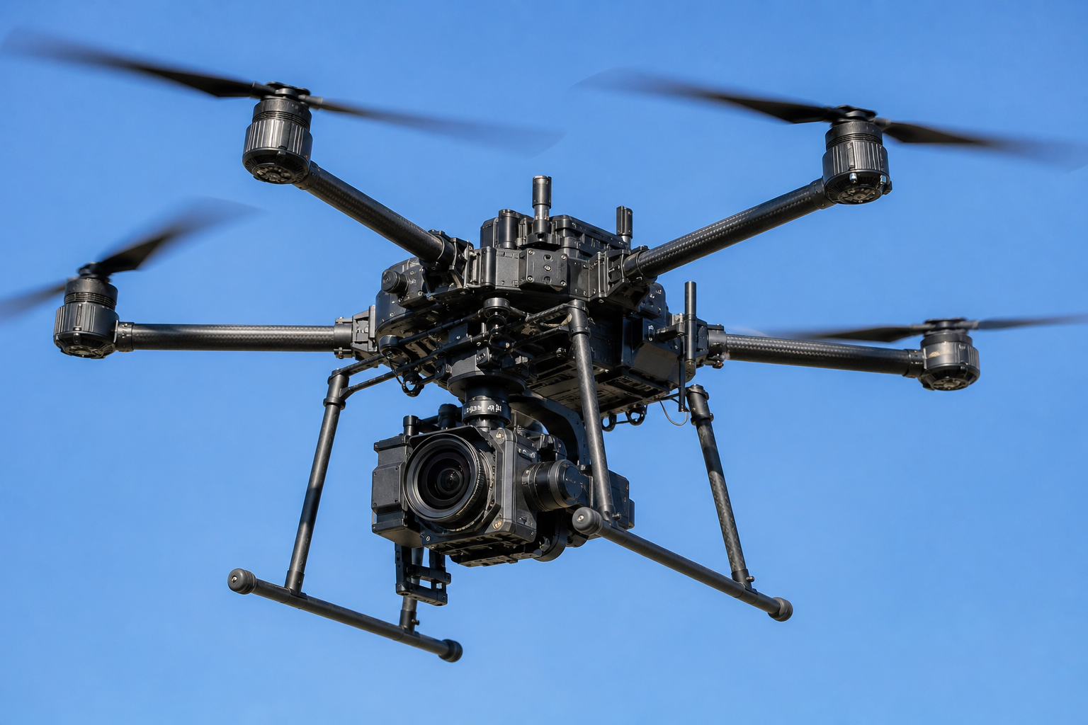 Drone cinema professionale in volo nel cielo